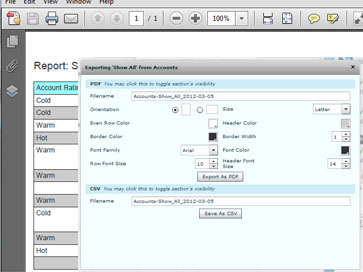 Powerplay export Salesforce reports to pdf and csv